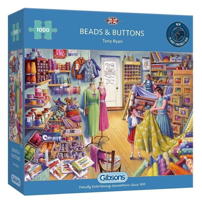 Gibsons Beads & Buttons 1000 Piece Jigsaw Puzzle G6159 1 Gibsons Beads & Buttons 1000 Piece Jigsaw Puzzle G6159