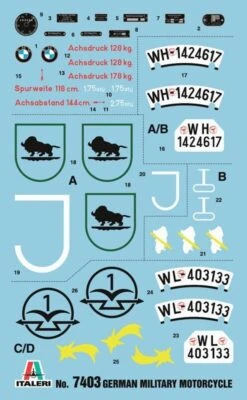 Italeri 7403- German Military Motorcycle With Side Car Model Kit 1:9 Scale -Model World Shop 3480012522